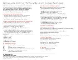 Signing on to CitiDirect&reg; for Securities Using the SafeWord&reg; Card