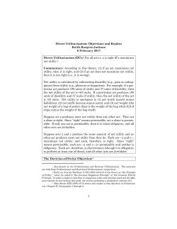 1 Direct Utilitarianism: Objections and Replies Keith Burgess