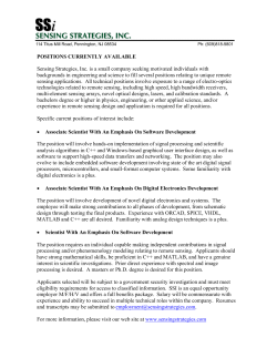 POSITIONS CURRENTLY AVAILABLE Sensing Strategies, Inc. is a