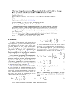 Thermal Magnetoresistance, Magnetoreflectivity, and Cyclotron