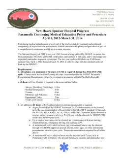 New Haven Sponsor Hospital Program Paramedic Continuing