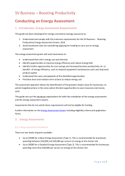 Conducting an Energy Assessment 2016-19