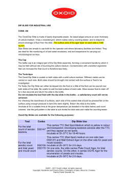 Test Codes Dip Slide Use For the total count of aerobic bacteria
