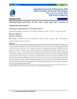 Antimicrobial activities of the root, stem and leaf extracts of