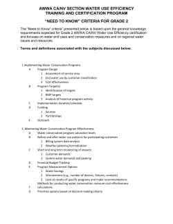 AWWA CA/NV SECTION WATER USE EFFICIENCY TRAINING AND