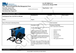 Plant and Equipment Risk Management Form