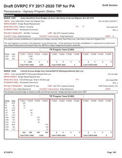 Draft DVRPC FY 2017-2020 TIP for PA