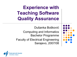 Experience with Teaching Software Quality Assurance