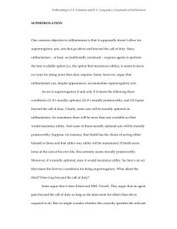 SUPEREROGATION One common objection to