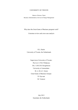 UNIVERSITY OF TWENTE Why does the Great Game of Business
