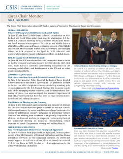 The Korea Chair team takes a biweekly look at events of interest in