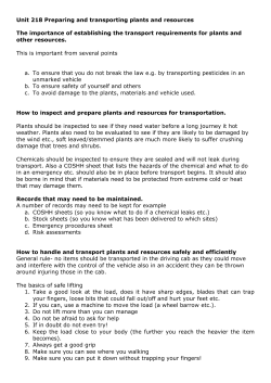 Unit 218 Preparing and transporting plants and