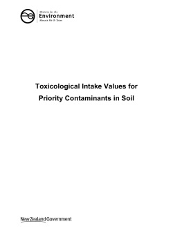 Toxicological Intake Values for Priority Contaminants in Soil