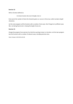 Exercise 12: Write a function defined as int charcnt (const char s[], int