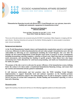 Humanitarian financing towards aid effectiveness: Grand