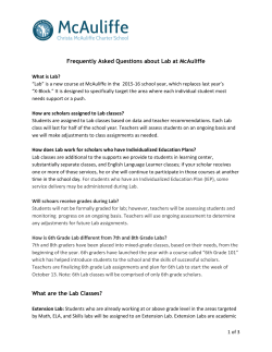 Frequently Asked Questions about Lab at McAuliffe What are the