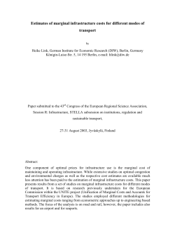 Estimates of marginal infrastructure costs for different modes of