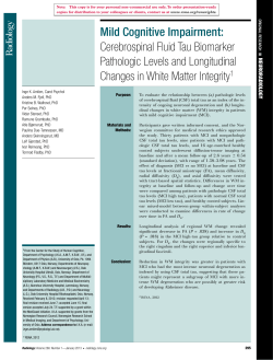 Mild cognitive impairment: Cerebrospinal Fluid Tau