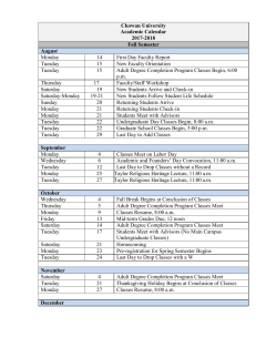 Chowan University Academic Calendar 2017