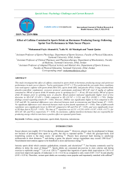 Effect of Caffeine Contained in Sports Drink on Hormones Producing