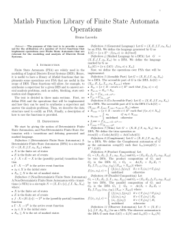 Matlab Function Library of Finite State Automata Operations