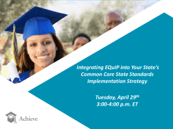 Integrating EQuIP into Your State`s Common Core State Standards