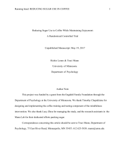 REDUCING SUGAR USE IN COFFEE 1 Reducing Sugar Use in