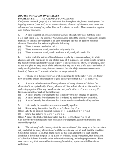 DO FIVE OUT OF SIX ON EACH SET PROBLEM SET 1. THE AXIOM