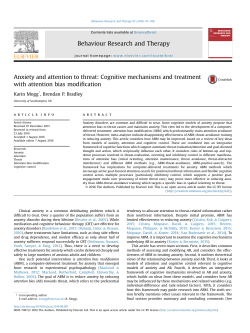 Anxiety and attention to threat: Cognitive mechanisms and treatment