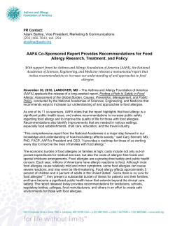 Press Release AAFA CoSponsored Report Provides