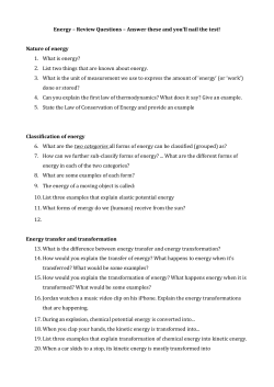 Energy &ndash; Review Questions &ndash; Answer these and you`ll nail the test