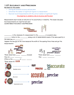 01.07 Accuracy and Precision: Balance Lab Worksheet Measurement