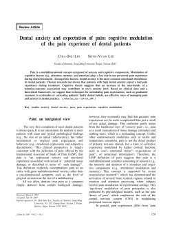 Dental anxiety and expectation of pain: cognitive modulation of the
