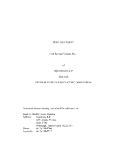 FERC GAS TARIFF First Revised Volume No. 1 of EQUITRANS, L.P.