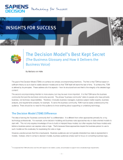 INSIGHTS FOR SUCCESS The Decision Model`s Best Kept Secret