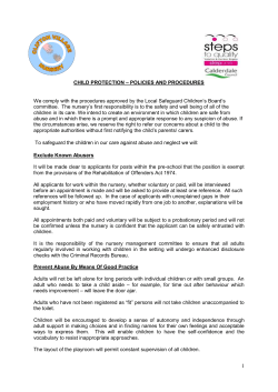 CLIFTON VILLAGE NURSERY CHILD PROTECTION &ndash; POLICIES
