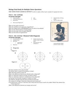 Biology Final Study for Multiple Choice Questions USE YOUR