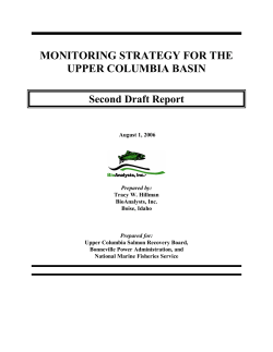 MONITORING STRATEGY FOR THE UPPER COLUMBIA BASIN