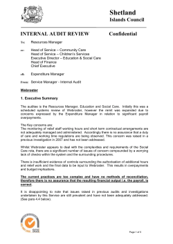 Shetland Islands Council INTERNAL AUDIT REVIEW Confidential