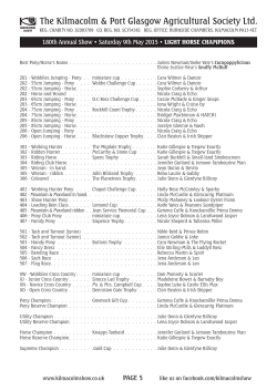 180th Annual Show &bull; Saturday 9th May 2015 &bull; LIGHT HORSE