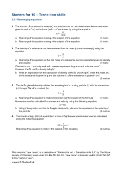 0.2.8 Moles and mass - Royal Society of Chemistry