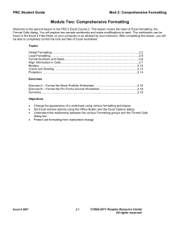 Module Two: Comprehensive Formatting