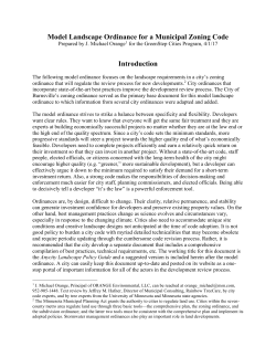 Model Landscape Ordinance for a Municipal Zoning Code