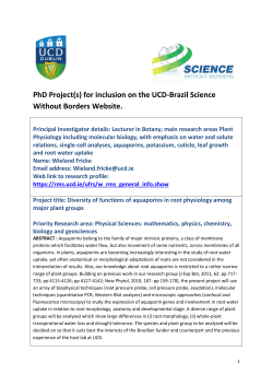 PhD Project(s) for inclusion on the UCD