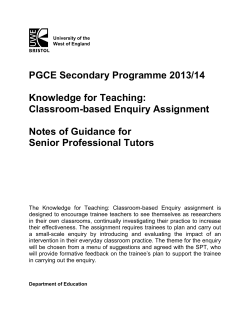 Classroom-based Enquiry Assignment Notes of Guidance for Senior