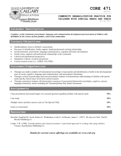Instructor and Course Information - Community Rehabilitation and