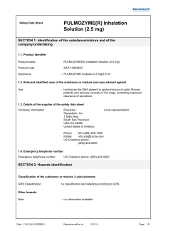 PULMOZYME(R) Inhalation Solution (2.5 mg)