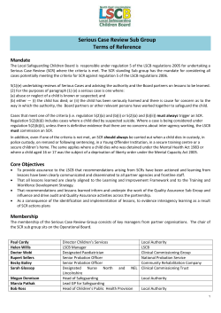 Serious Case Review Sub Group Terms of Reference
