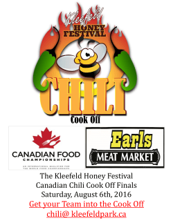 Get your Team into the Cook Off chili@ kleefeldpark.ca