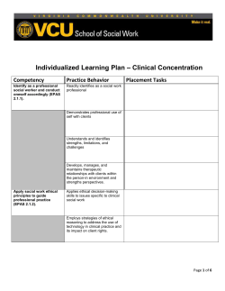 Individualized Learning Plan &ndash; Clinical